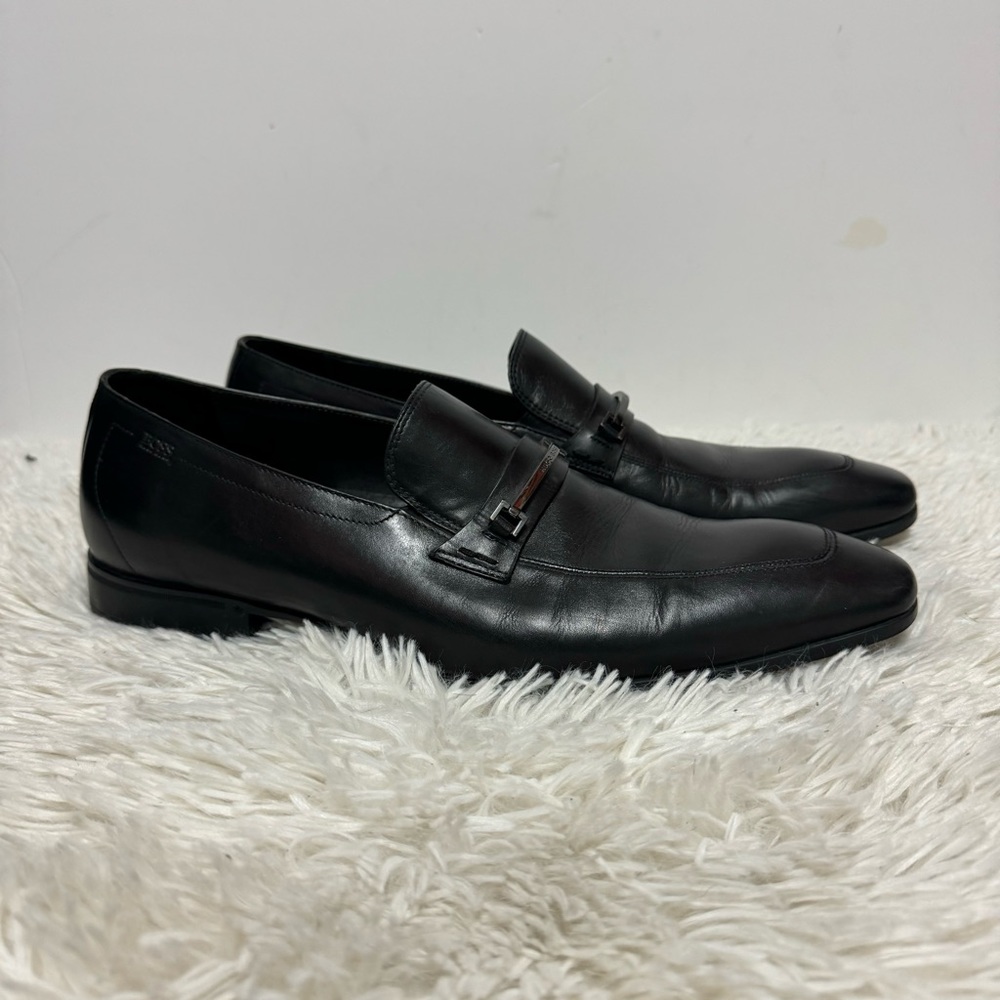 Hugo boss slip on loafter leather shoes black sz 12